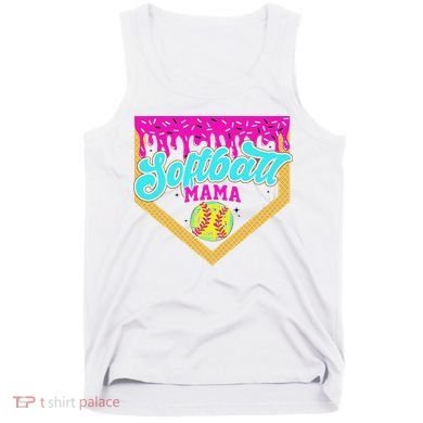 Softball Mama Drip Ice Cream Dripping Game Day Softball Mom Tank Top