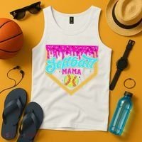 Softball Mama Drip Ice Cream Dripping Game Day Softball Mom Tank Top thumb 4