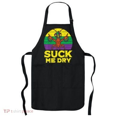 Suck Me Dry Crawfish Retro Mardi Gras Apron