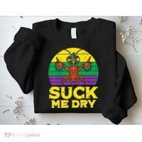 Suck Me Dry Crawfish Retro Mardi Gras Sweatshirt thumb 2