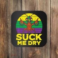 Suck Me Dry Crawfish Retro Mardi Gras Coaster thumb 0