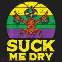 Suck Me Dry Crawfish Retro Mardi Gras Hat thumb 2