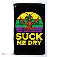 Suck Me Dry Crawfish Retro Mardi Gras Golf Towel thumb 0