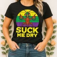 Suck Me Dry Crawfish Retro Mardi Gras Women's T-Shirt thumb 2