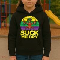 Suck Me Dry Crawfish Retro Mardi Gras Kids Hoodie thumb 3