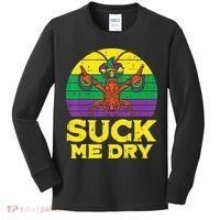 Suck Me Dry Crawfish Retro Mardi Gras Kids Long Sleeve Shirt thumb 0
