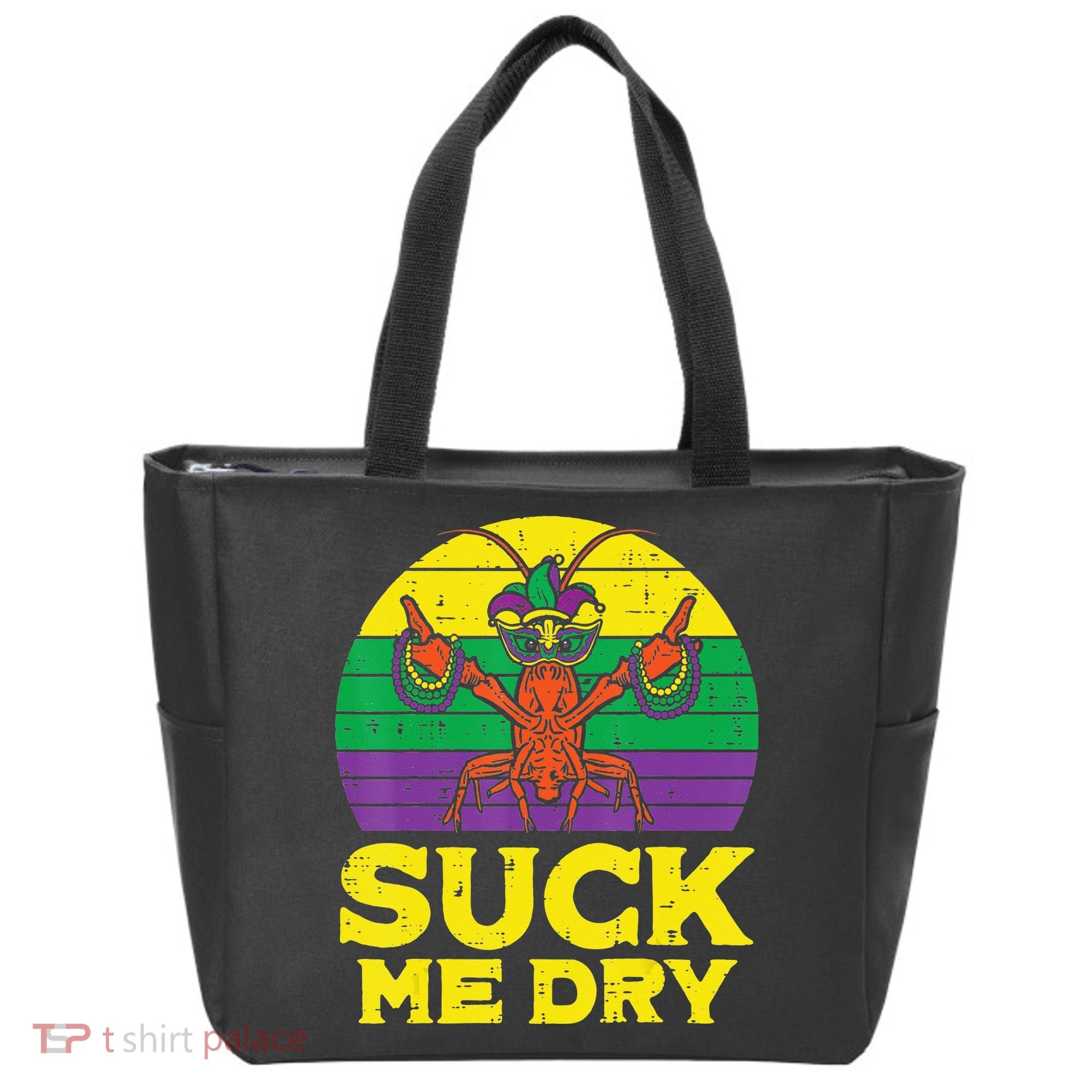 Suck Me Dry Crawfish Retro Mardi Gras Tote Bag