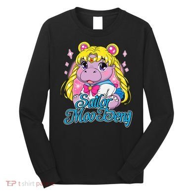 Sailor Moo Deng Funny Hippo Moo Deng Cute Long Sleeve Shirt
