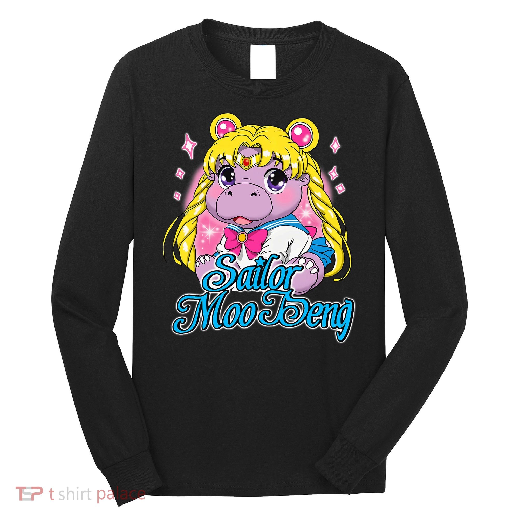 Sailor Moo Deng Funny Hippo Moo Deng Cute Long Sleeve Shirt