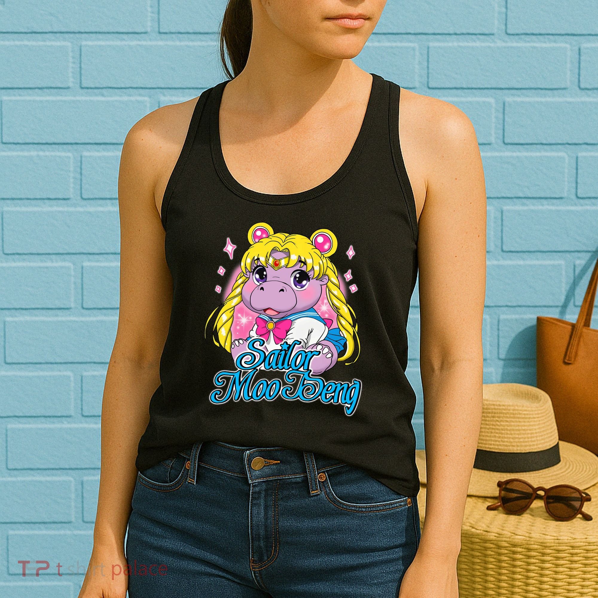 Sailor Moo Deng Funny Hippo Moo Deng Cute Women's Tank Top
