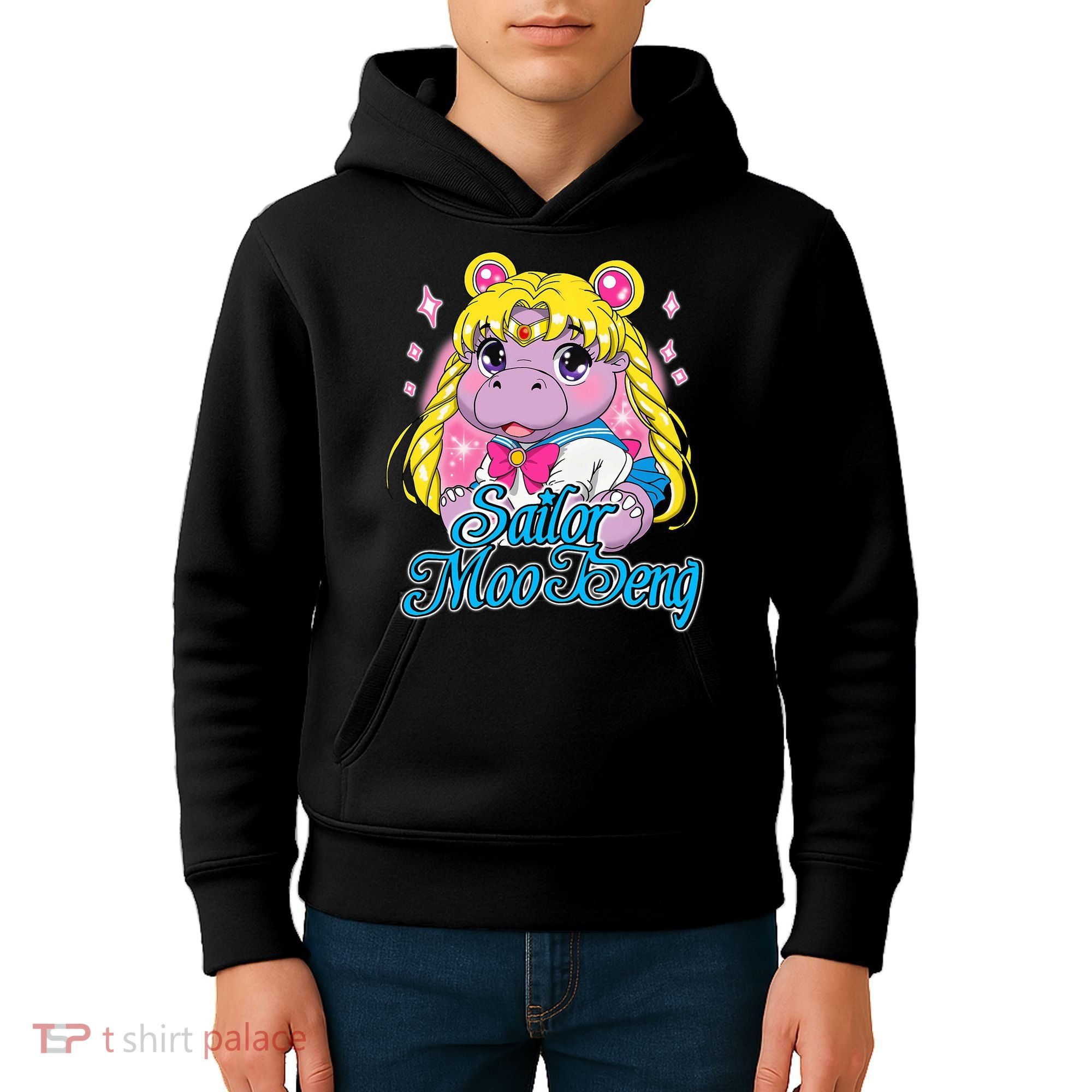 Sailor Moo Deng Funny Hippo Moo Deng Cute Kids Hoodie