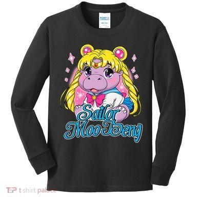 Sailor Moo Deng Funny Hippo Moo Deng Cute Kids Long Sleeve Shirt