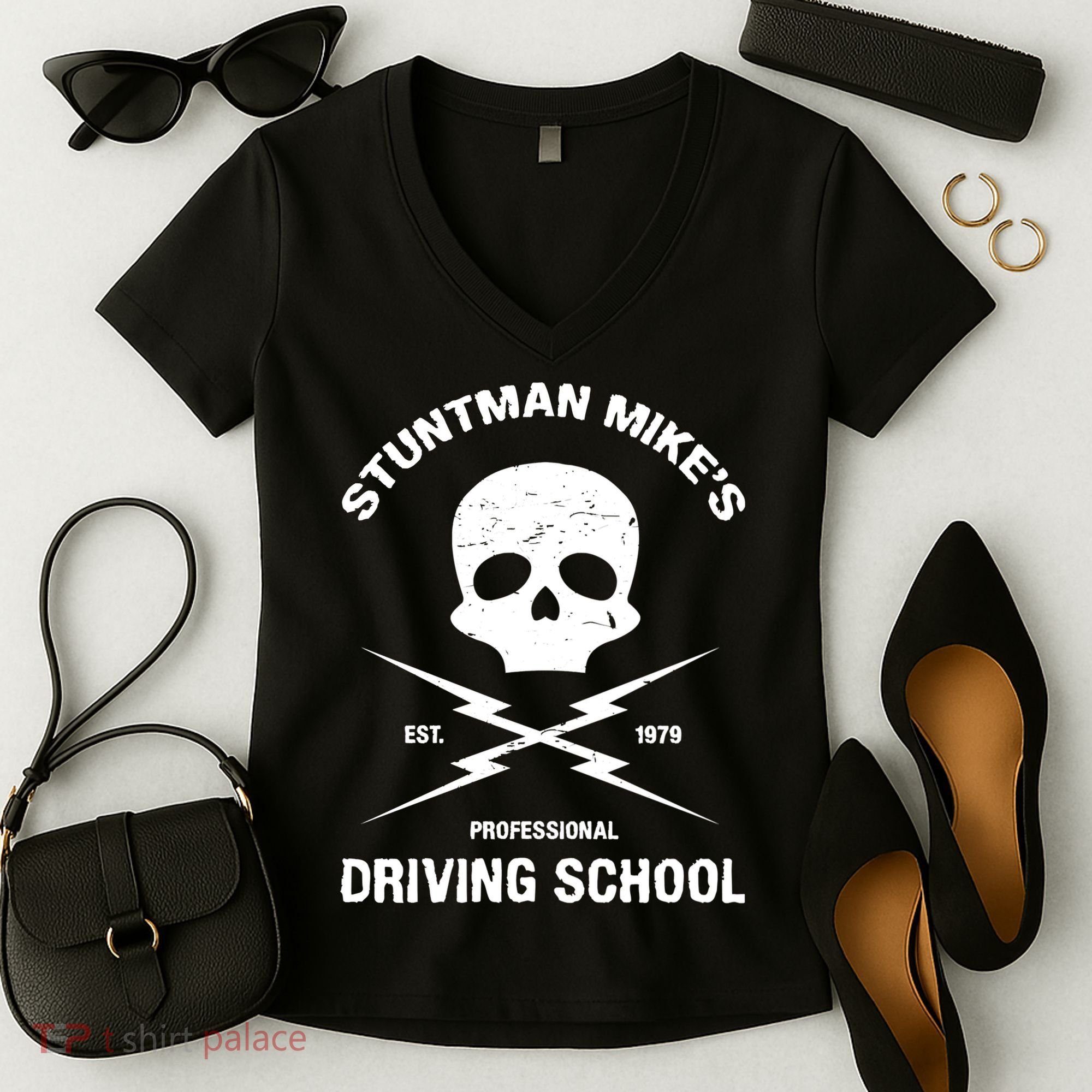 Stuntman Mike's Driving School Women's V-Neck T-Shirt