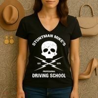 Stuntman Mike's Driving School Women's V-Neck T-Shirt thumb 3