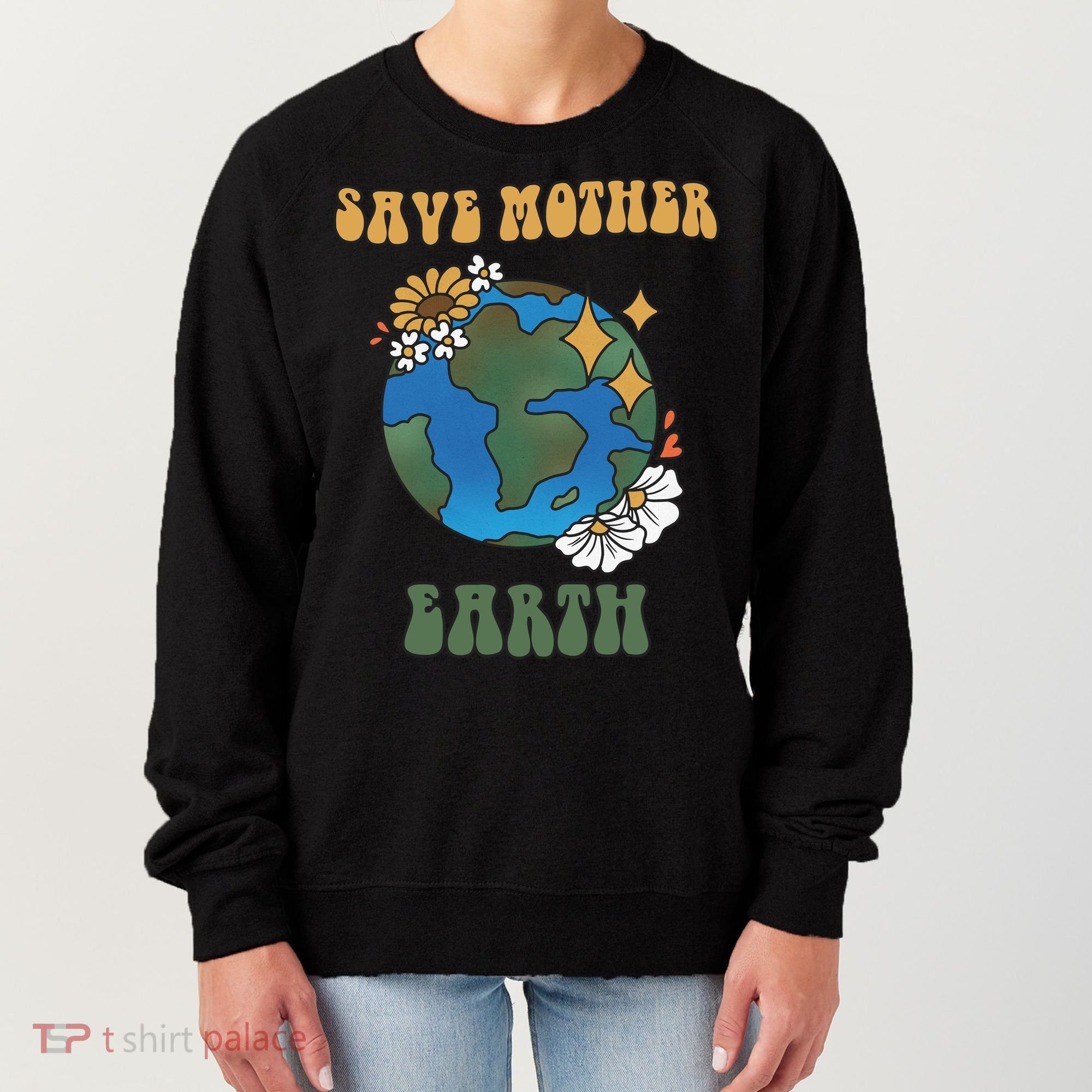 Save Mother Earth Retro Planet Floral Women's Sweatshirt
