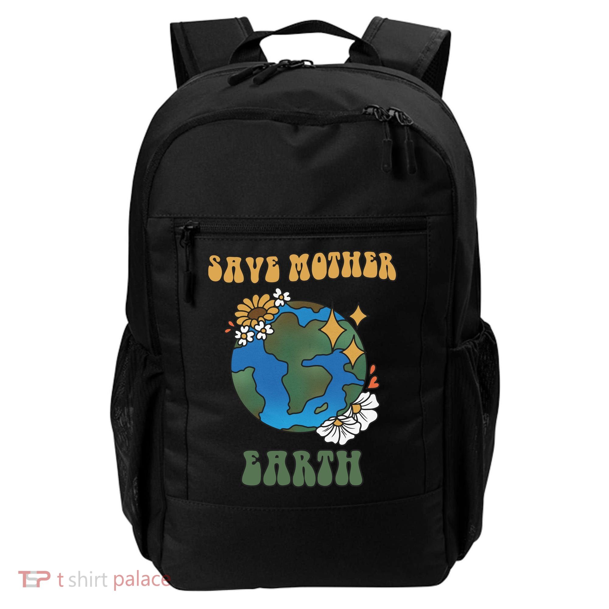 Save Mother Earth Retro Planet Floral Backpack