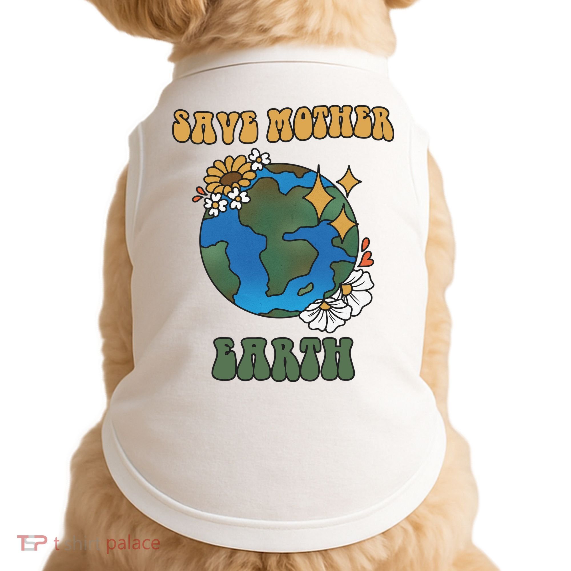 Save Mother Earth Retro Planet Floral Doggie Tank
