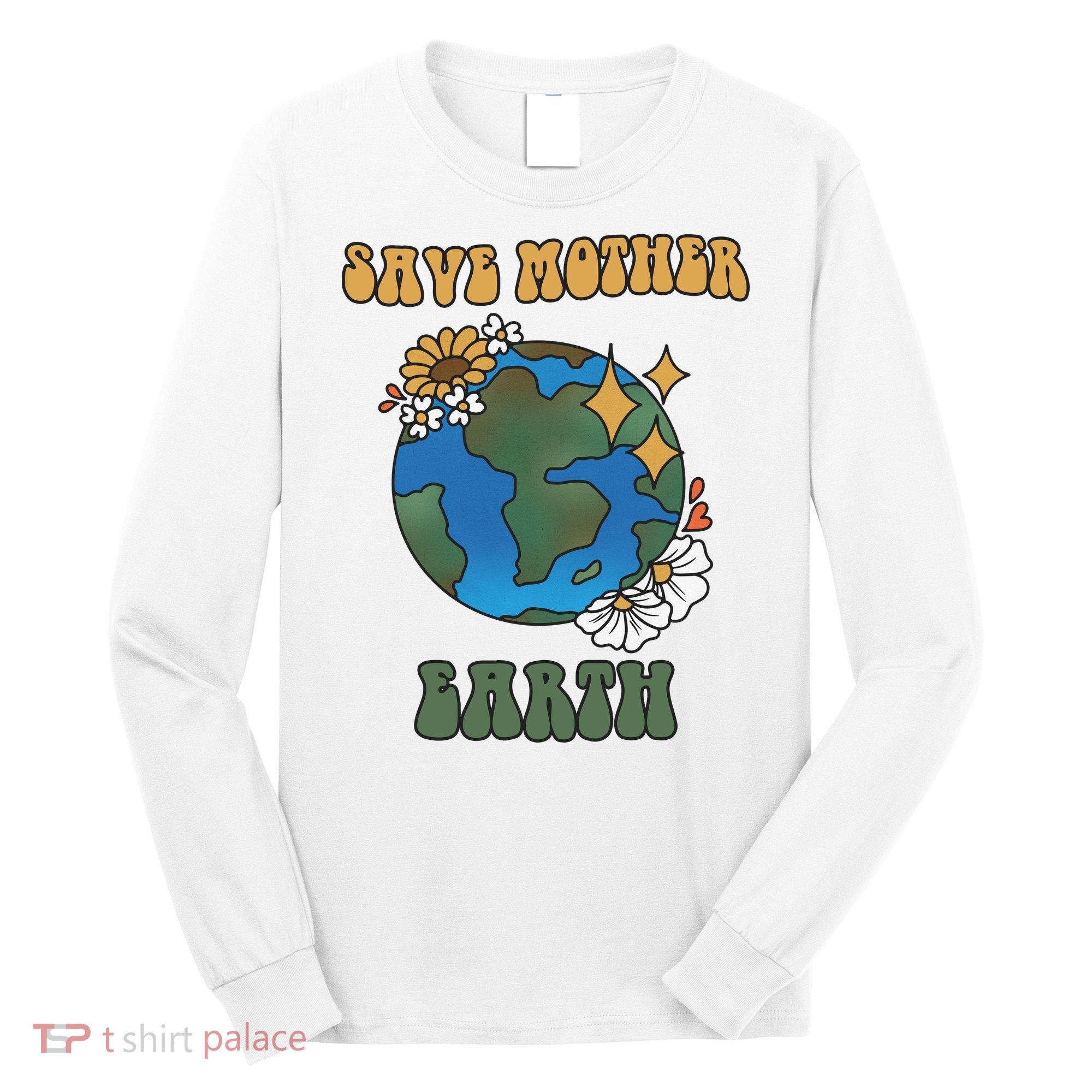 Save Mother Earth Retro Planet Floral Long Sleeve Shirt