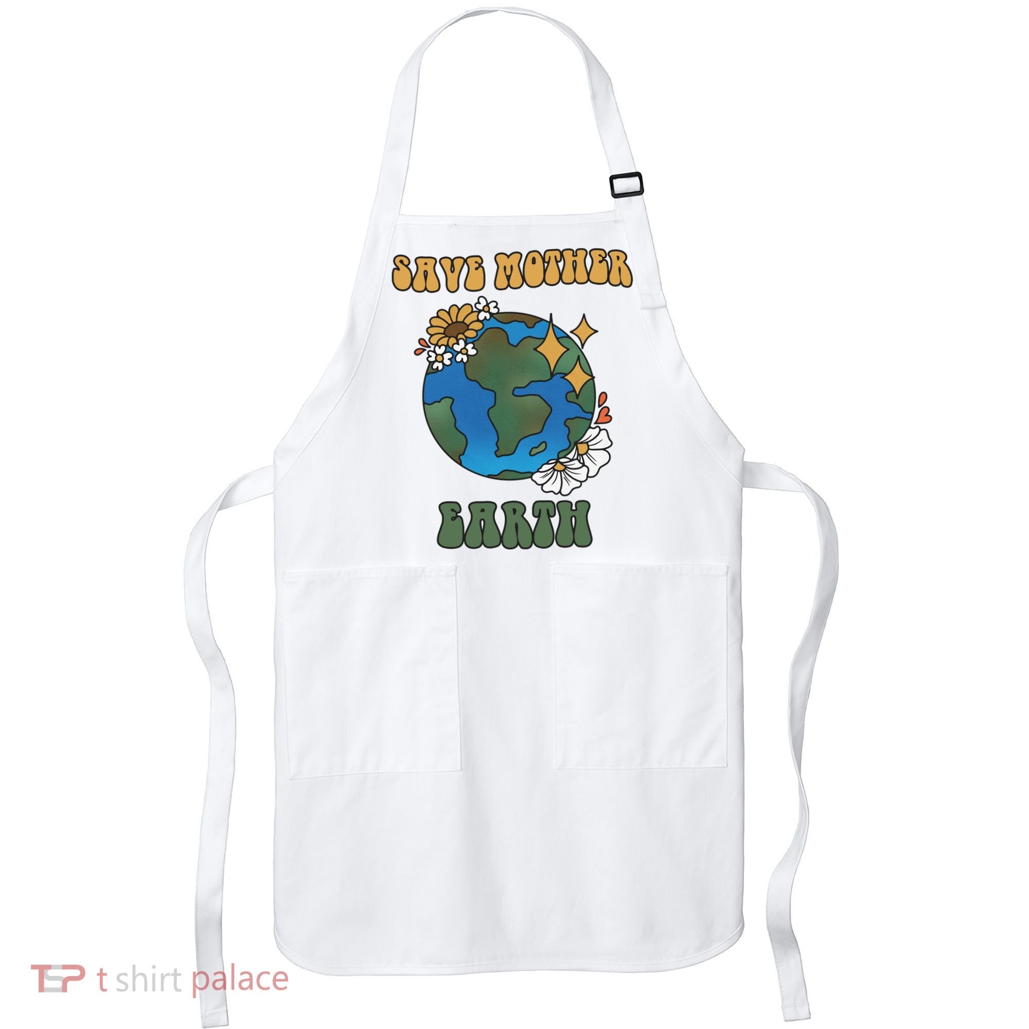 Save Mother Earth Retro Planet Floral Apron