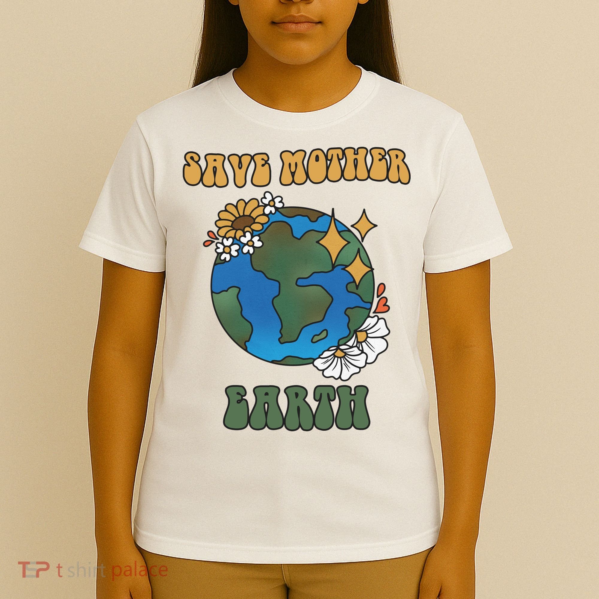 Save Mother Earth Retro Planet Floral T-Shirt