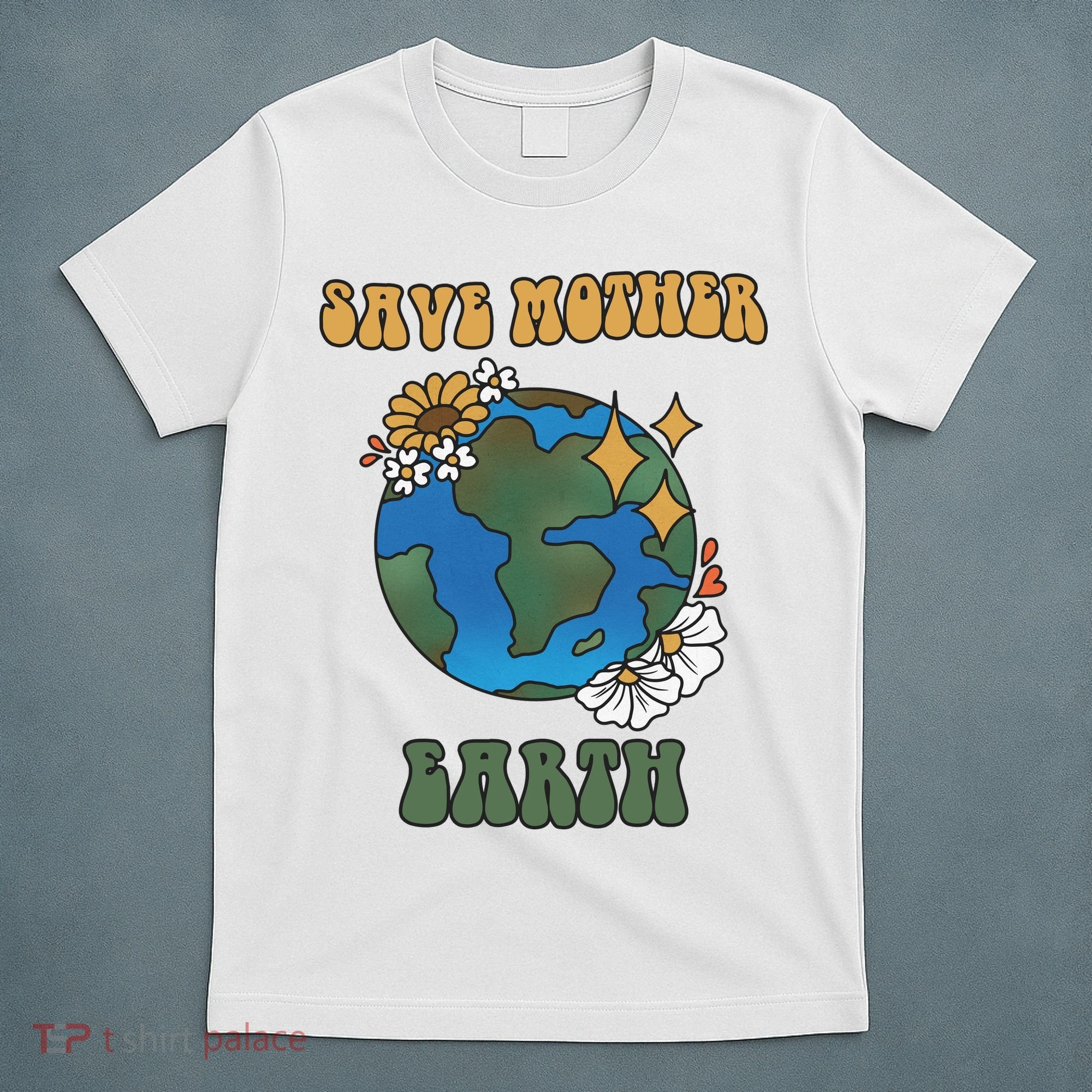 Save Mother Earth Retro Planet Floral T-Shirt