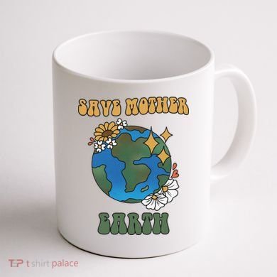 Save Mother Earth Retro Planet Floral Coffee Mug back