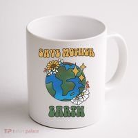 Save Mother Earth Retro Planet Floral Coffee Mug thumb 1