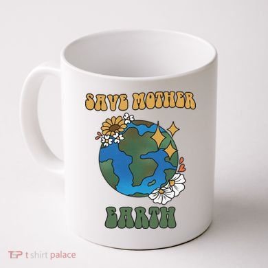 Save Mother Earth Retro Planet Floral Coffee Mug
