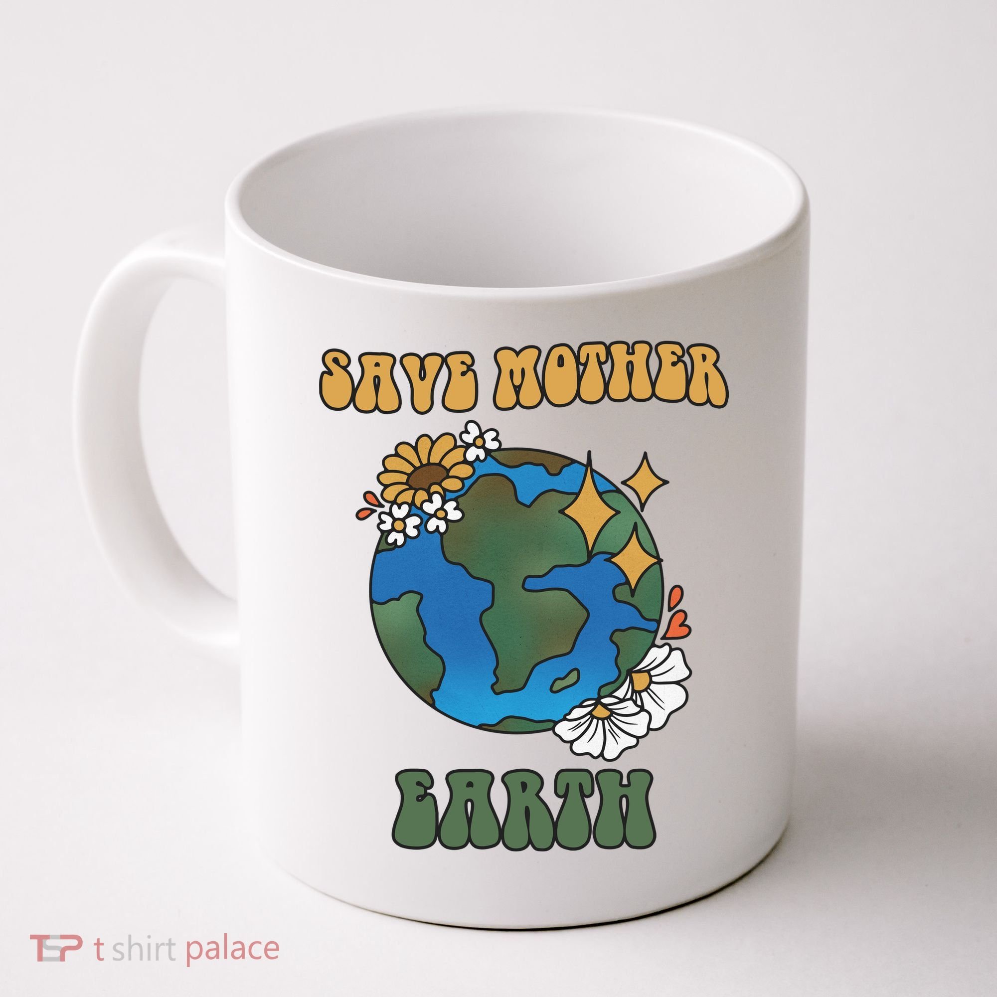 Save Mother Earth Retro Planet Floral Coffee Mug