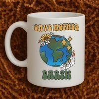 Save Mother Earth Retro Planet Floral Coffee Mug thumb 2