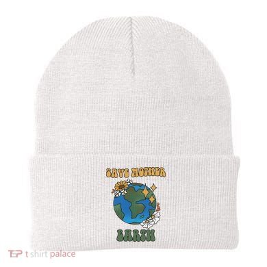 Save Mother Earth Retro Planet Floral Beanie