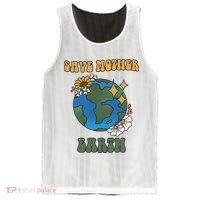 Save Mother Earth Retro Planet Floral Mesh Reversible Basketball Jersey Tank thumb 0