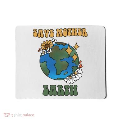 Save Mother Earth Retro Planet Floral Mousepad