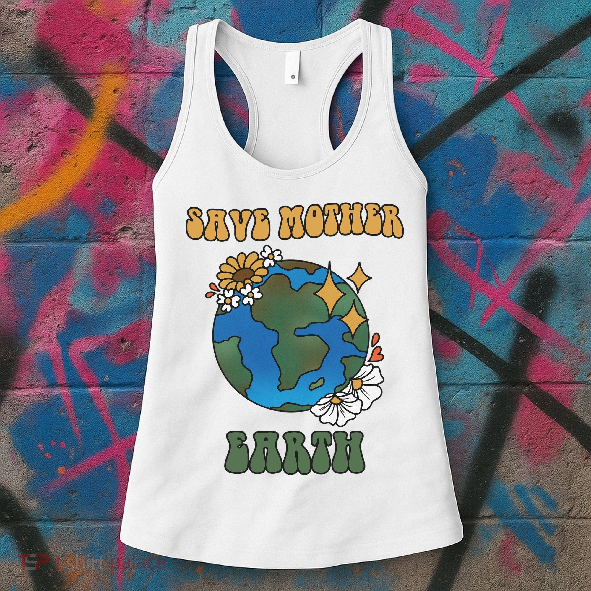 Save Mother Earth Retro Planet Floral Women's Tank Top