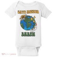 Save Mother Earth Retro Planet Floral Baby Bodysuit thumb 0