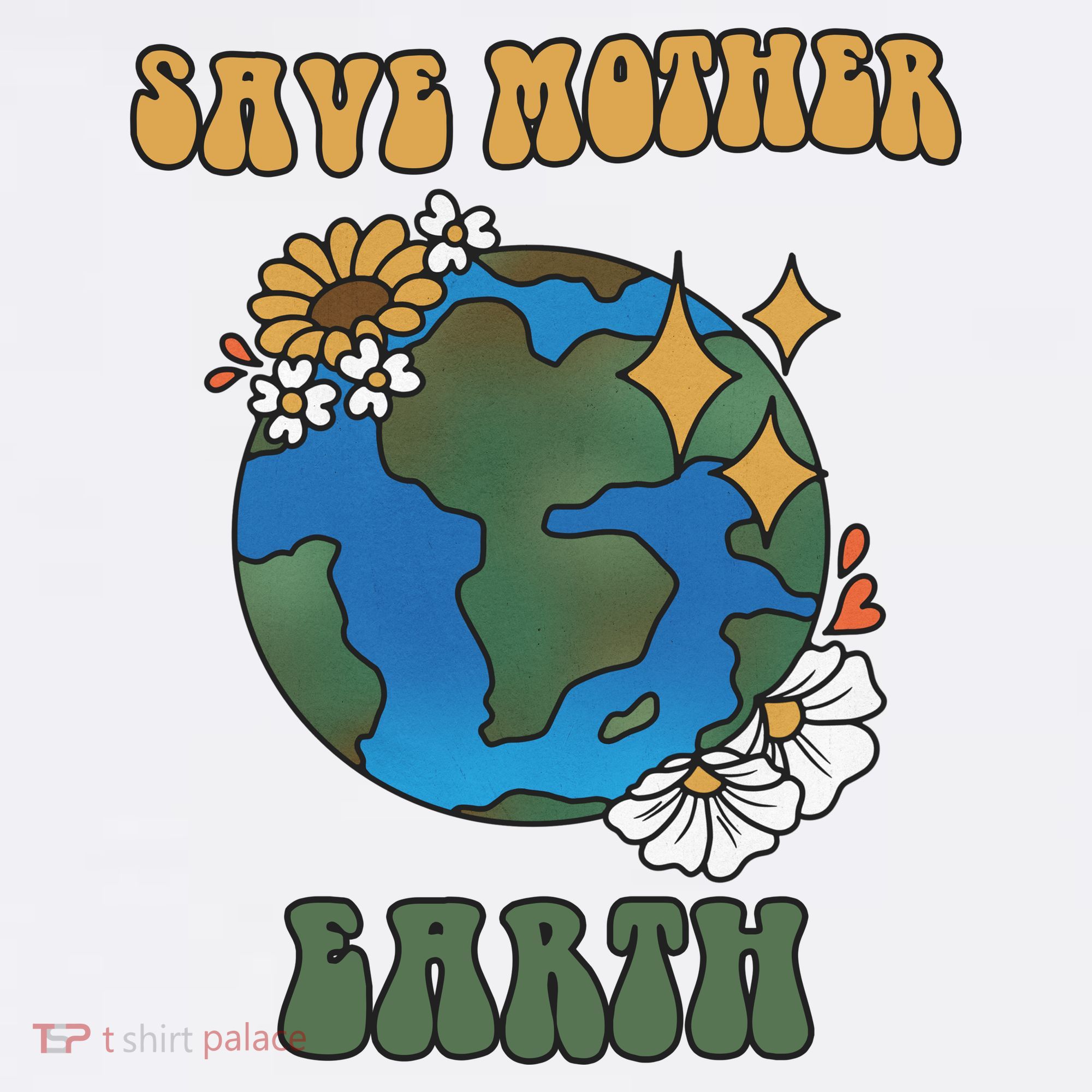 Save Mother Earth Retro Planet Floral Baby Bodysuit