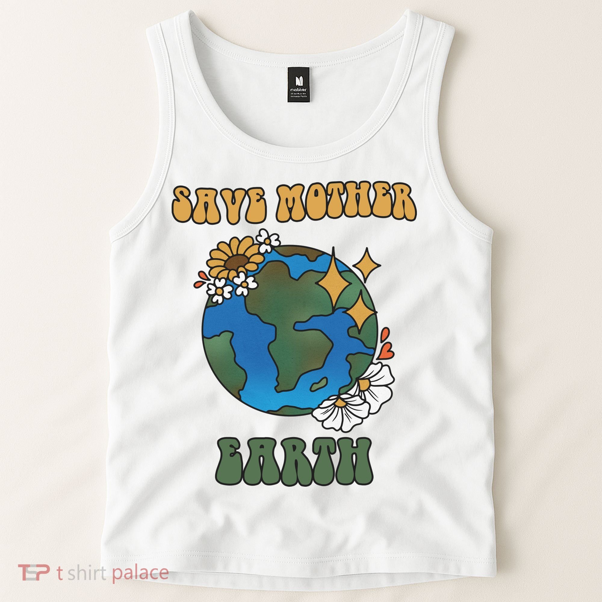 Save Mother Earth Retro Planet Floral Tank Top