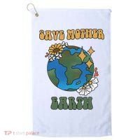 Save Mother Earth Retro Planet Floral Golf Towel thumb 0