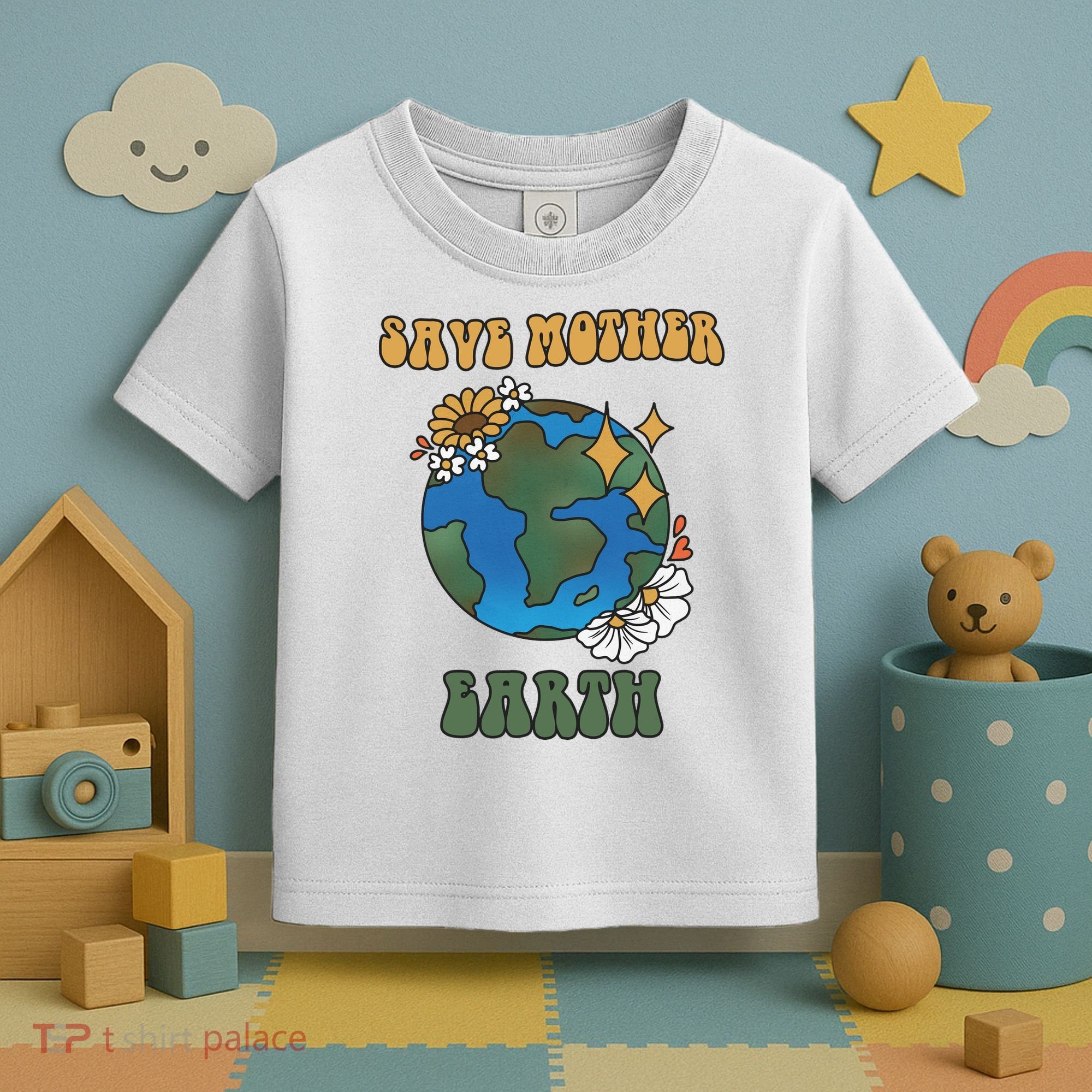 Save Mother Earth Retro Planet Floral Toddler T-Shirt