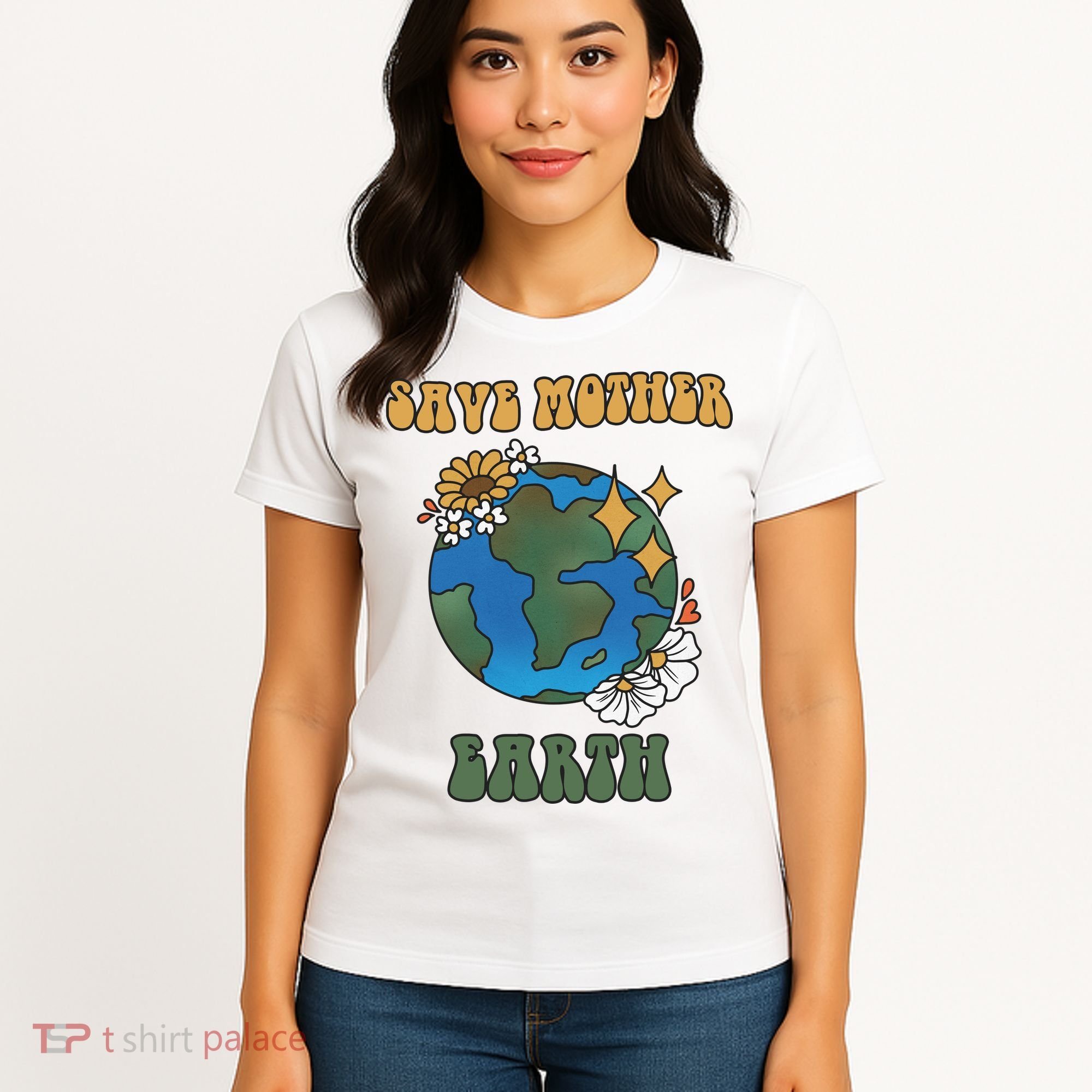 Save Mother Earth Retro Planet Floral Women's T-Shirt