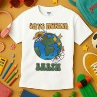 Save Mother Earth Retro Planet Floral Kids T-Shirt thumb 3