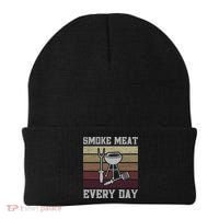 Smoke Meat Everyday Barbecue Grill Griller Grillfather Gift Beanie thumb 0