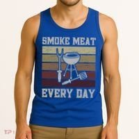 Smoke Meat Everyday Barbecue Grill Griller Grillfather Gift Tank Top thumb 3