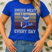 Smoke Meat Everyday Barbecue Grill Griller Grillfather Gift Women's T-Shirt thumb 2