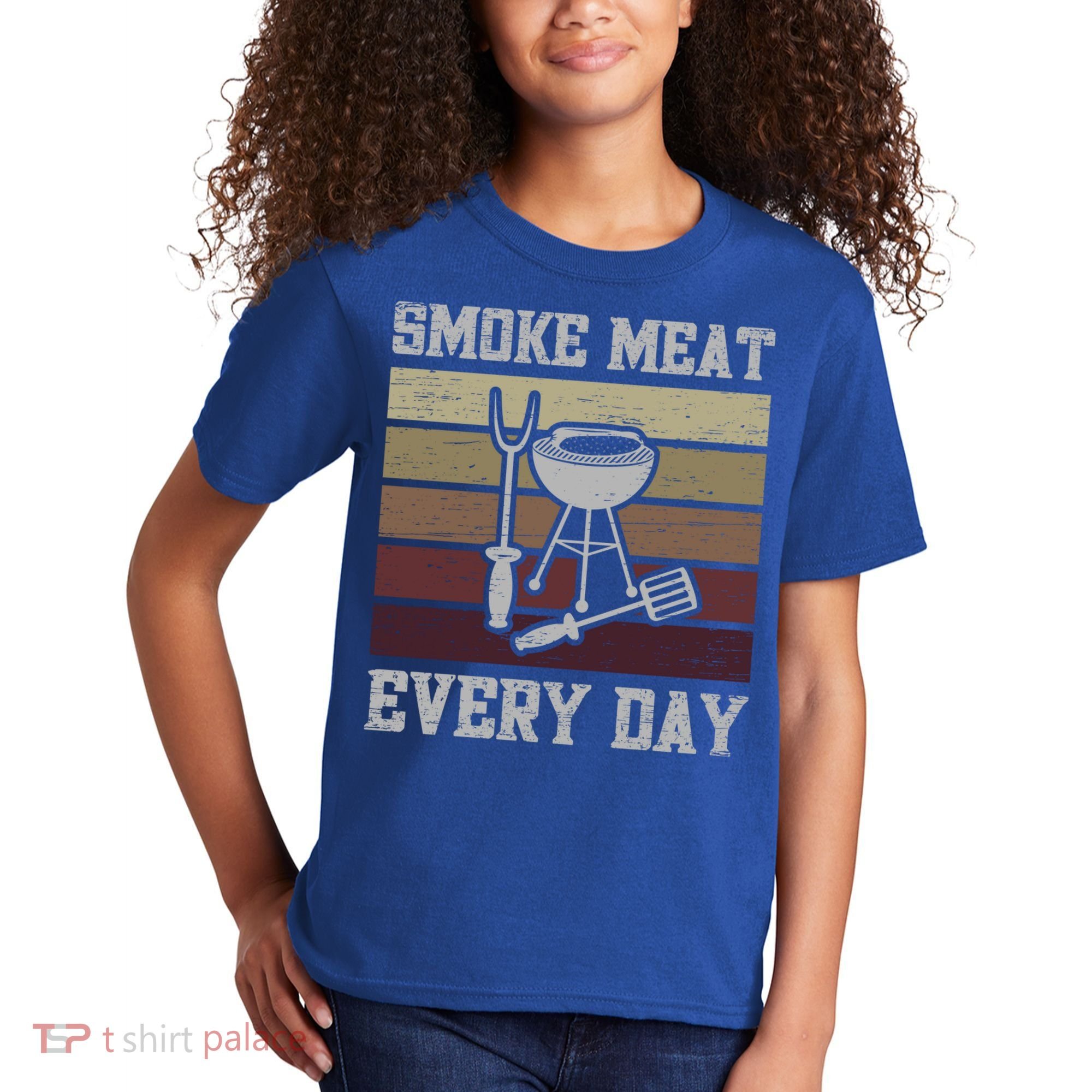 Smoke Meat Everyday Barbecue Grill Griller Grillfather Gift Kids T-Shirt