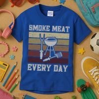 Smoke Meat Everyday Barbecue Grill Griller Grillfather Gift Kids T-Shirt thumb 3