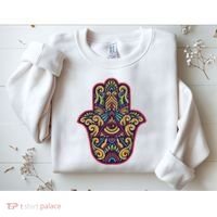 Spiritual Mystic Eye Third Eye All Seeing Eye Hamsa Hand Sweatshirt thumb 2