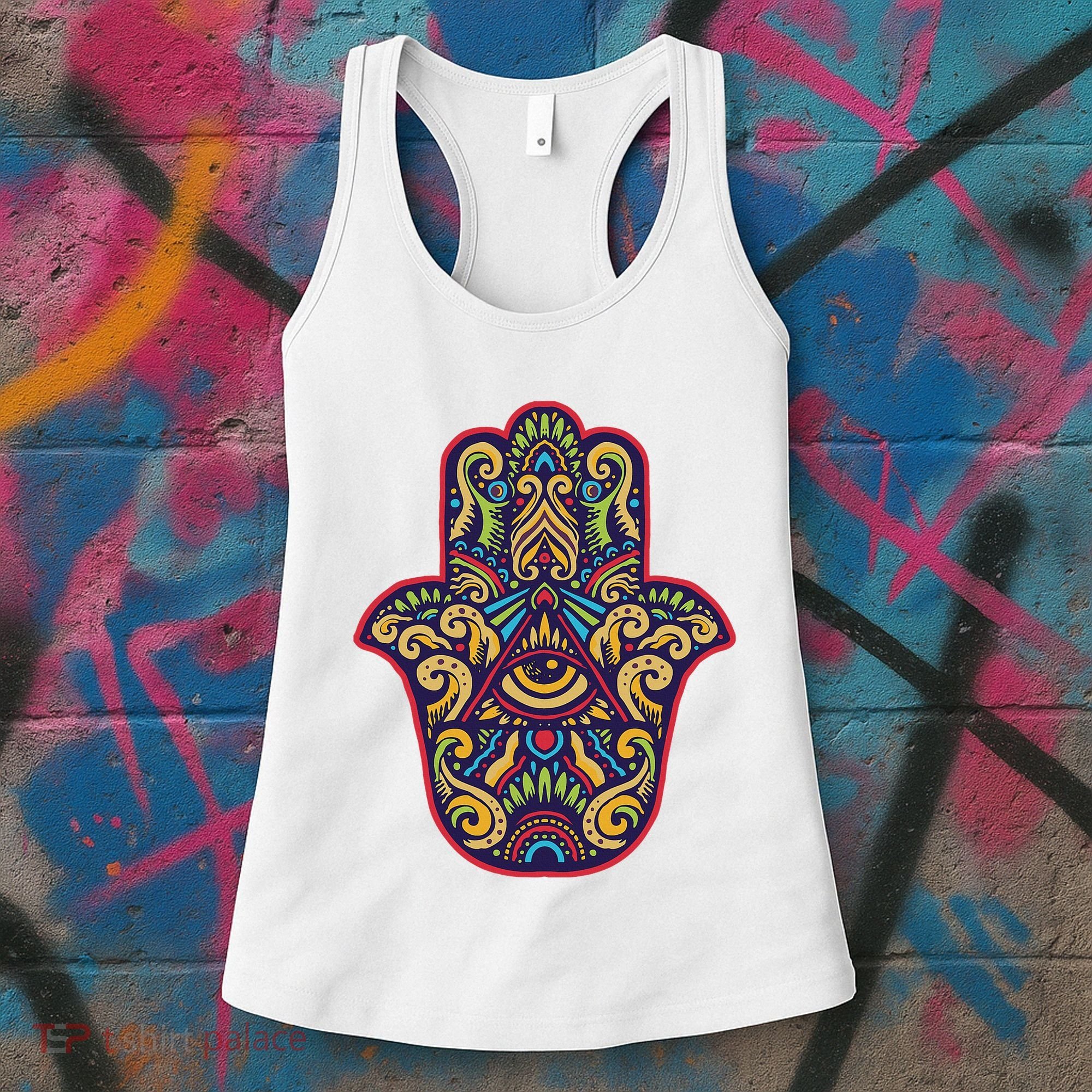 Spiritual Mystic Eye Third Eye All Seeing Eye Hamsa Hand Women's Tank Top