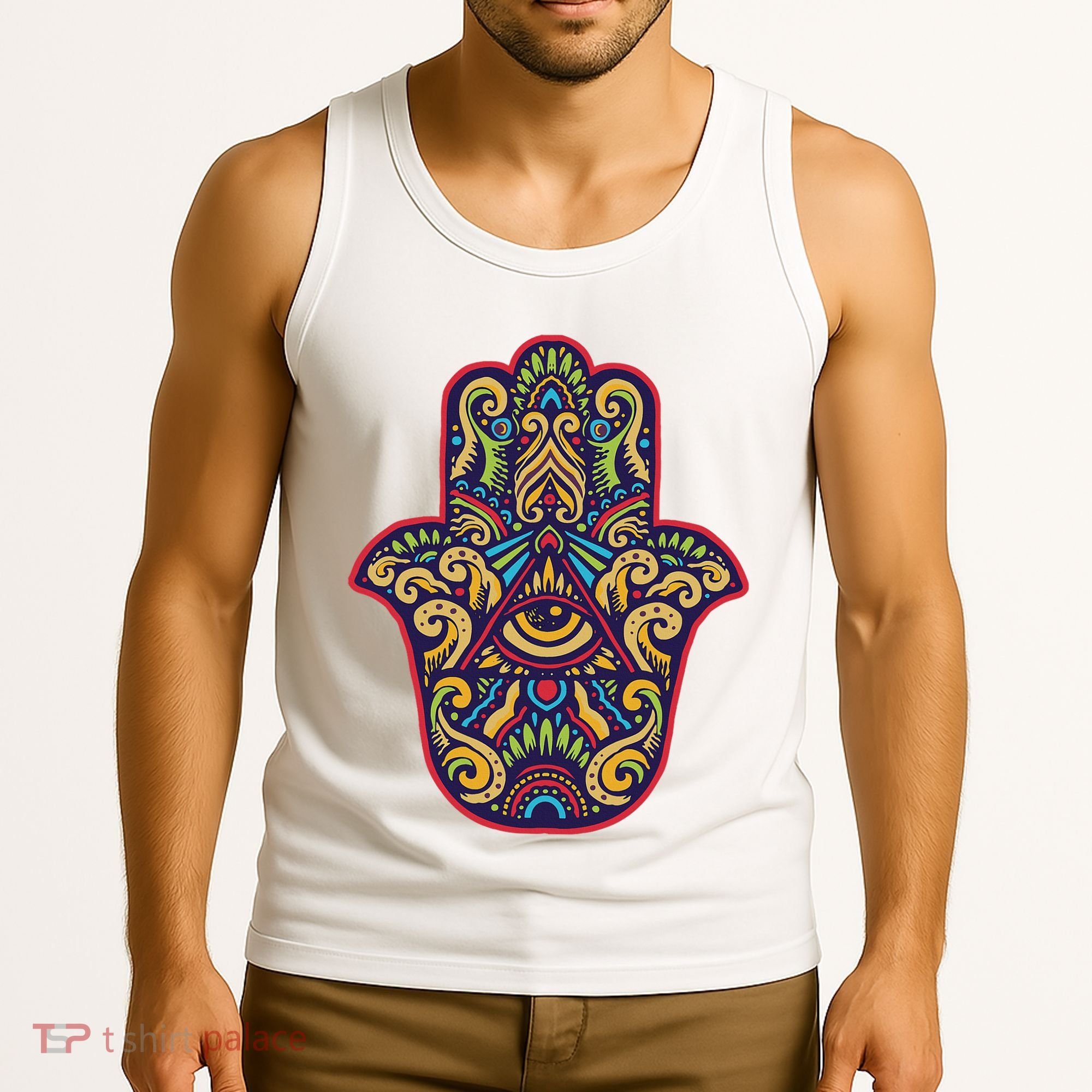 Spiritual Mystic Eye Third Eye All Seeing Eye Hamsa Hand Tank Top