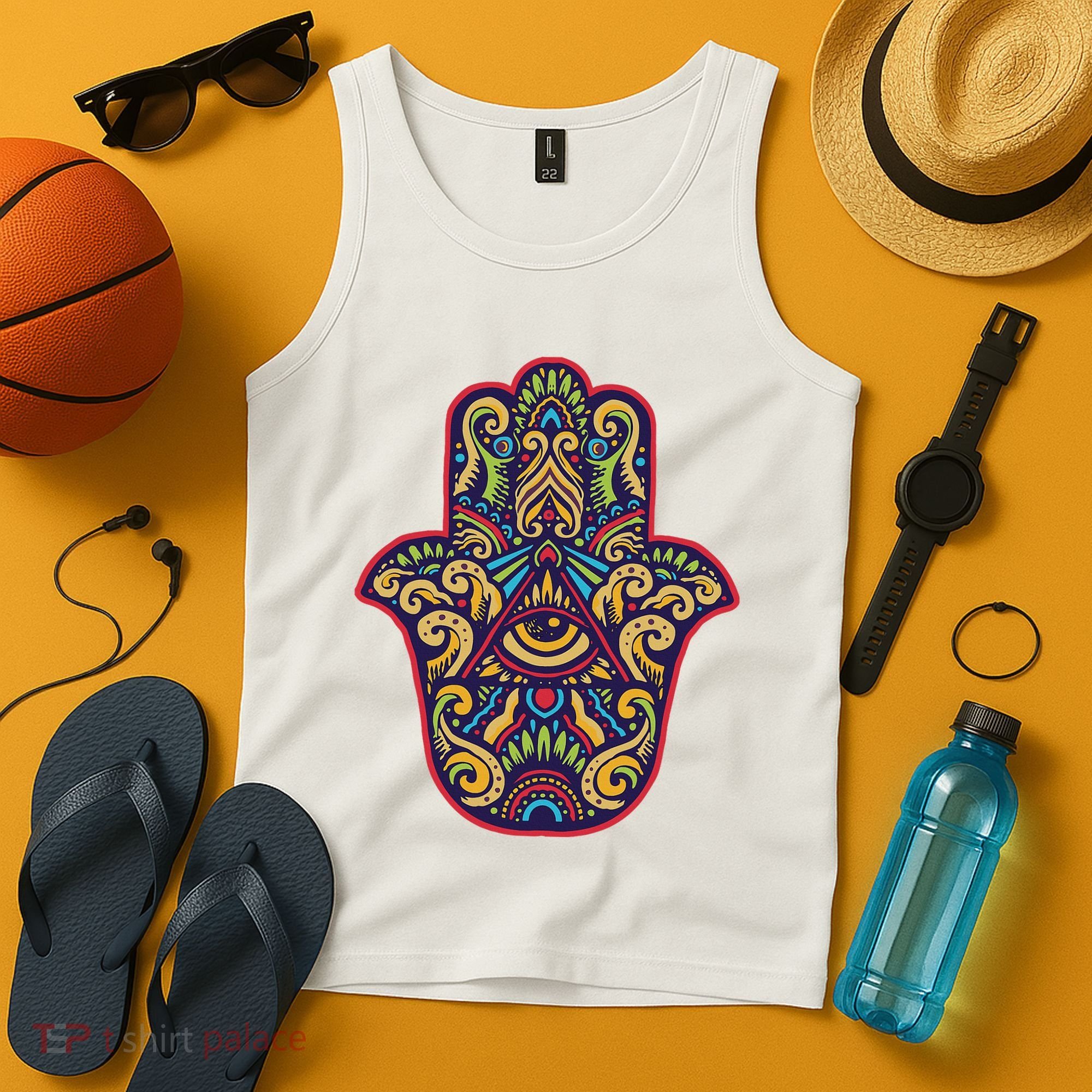 Spiritual Mystic Eye Third Eye All Seeing Eye Hamsa Hand Tank Top